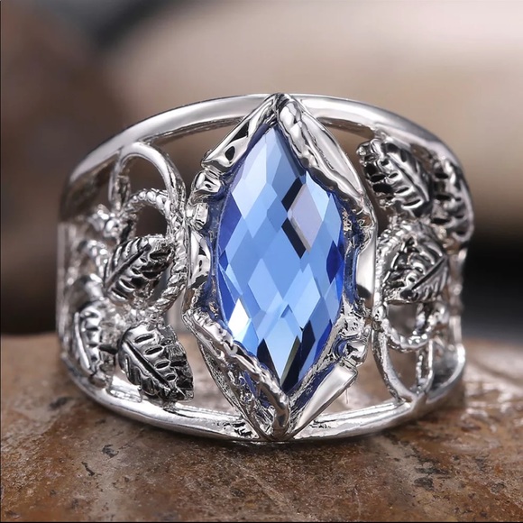 Jewelry - New Marquise Cut 925 Silver Sapphire Ring